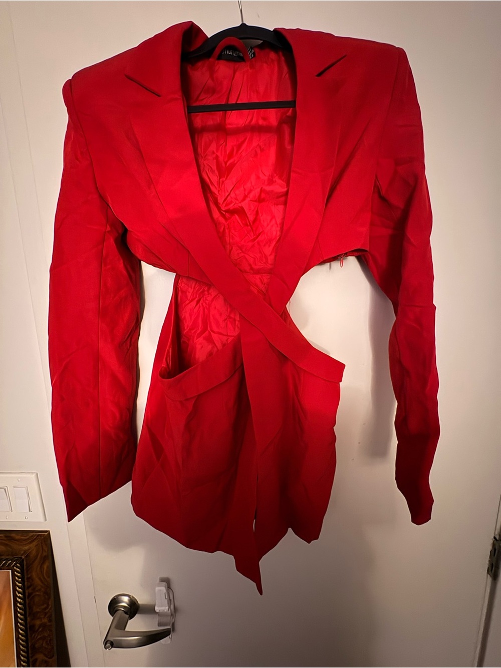 PrettyLittleThing Red Tailored Wrap Blazer Dress